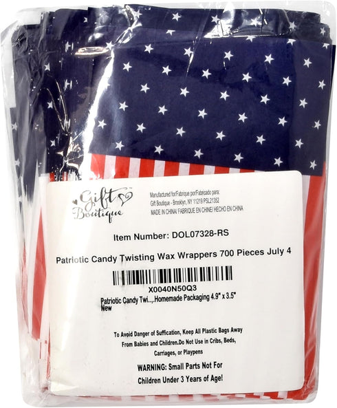 Patriotic Candy Twisting Wax Wrappers 700 Pieces July 4 Chocolate Caramel Wrapping Paper American Flag Design Wrapper for USA Holiday Candies Cara...