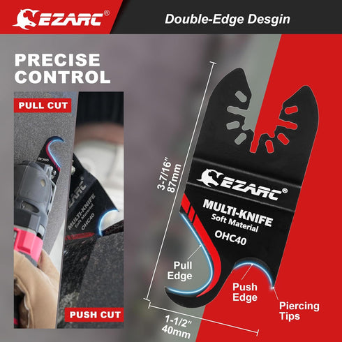 EZARC Oscillating Multi tool Hook Knife Blade, 3PCS Multitool Saw Blades for Cutting Soft Materials Roofing Shingles, PVC Carpet and Cardboard...
