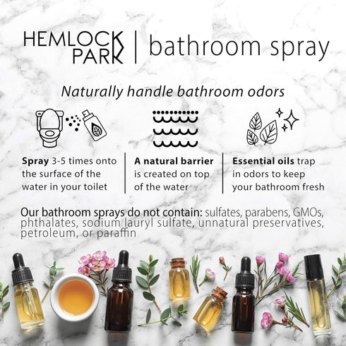 Hemlock Park Bathroom & Toilet Spray | Essential Oils Naturally Stop Odors (Sandalwood, 4 oz Glass Spray)...