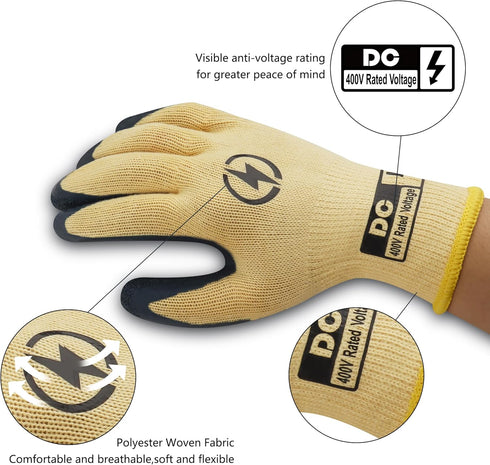 Insulated Electrician Gloves 400V High Voltage Resistant Gloves Flame Retardant Work Gloves, Electrical Rubber Non-slip Texture Design Gloves for ...