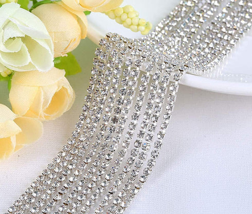 ZAYI, 5 Yards 2MM Crystal Rhinestone Diamond Chain Trim, Rhinestones Clear Trimming Claw Chain for Crafts, Sewing, DIY, Jewelry, Wedding, Shoe Cha...