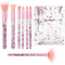 7 PCS Makeup Brushes, Crystal Sparkles Cute Fan Blush Foundation Powder Lip Highlight Eye Shadow Eyebrow Concealers Brush Set with Sequins Handle ...