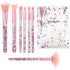 7 PCS Makeup Brushes, Crystal Sparkles Cute Fan Blush Foundation Powder Lip Highlight Eye Shadow Eyebrow Concealers Brush Set with Sequins Handle ...