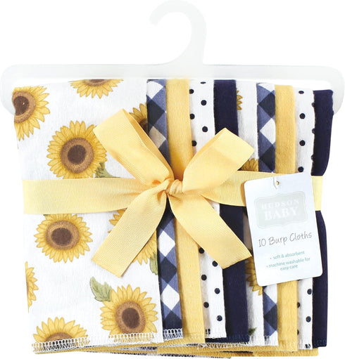 Hudson Baby Unisex Baby Cotton Flannel Burp Cloths, Sunflower, One Size...