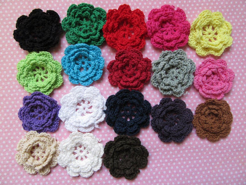 YYCRAFT Pack of 20pcs Eight Petals 2" Crocheted Spring Flowers Appliques...