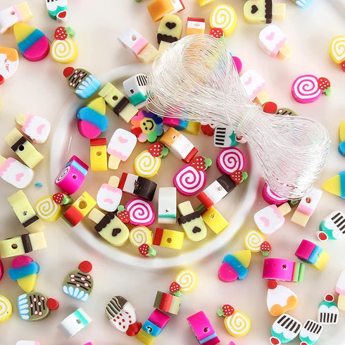 100pcs Mixed Polymer Clay Spacer Beads for Women Jewelry Making DIY Bracelet Necklace Hair Clip Accessories (Candy)...