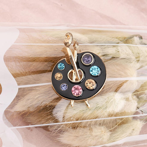 Painter Palette Brooch Pin Artist Painter Gift Jewelry Art Teacher Gift Paint Brush Rhinestone Lapel Pin for Men Women...