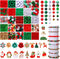 2400PCS+ Christmas Beads for Jewelry Making, Enamel Christmas Charms Bulk, Red Green Christmas Clay Rhinestone Crystal Acrylic Loose Beads Letter ...