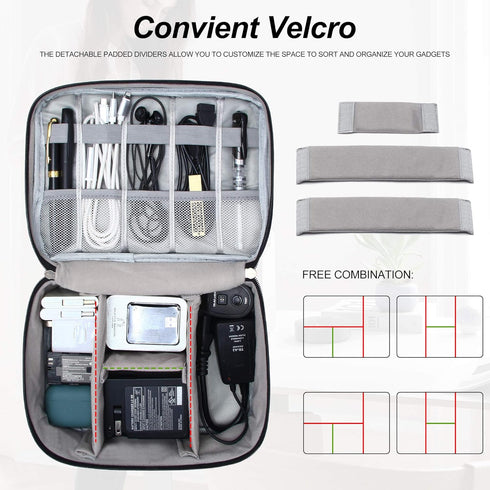 Electronic Bag Travel Cable Accessories Bag Waterproof Double Layer Electronics Organizer Portable Storage Case for Cable, Cord, Charger, Phone, A...