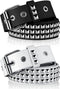 2 Pieces Studded Belt Punk Rock Rivet Belt Metal Pyramid Pu Leather Belt EMO Belt for Women Men...