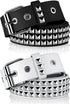 2 Pieces Studded Belt Punk Rock Rivet Belt Metal Pyramid Pu Leather Belt EMO Belt for Women Men...