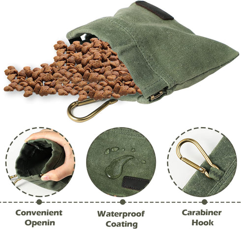 Dog Treat Bag, 2 Pack Puppy Dog Treat Pouch for Leash, Portable Hand Free Treat Bag for Dog Training, Auto Closing Pet Feed Reward Pocket for Pupp...