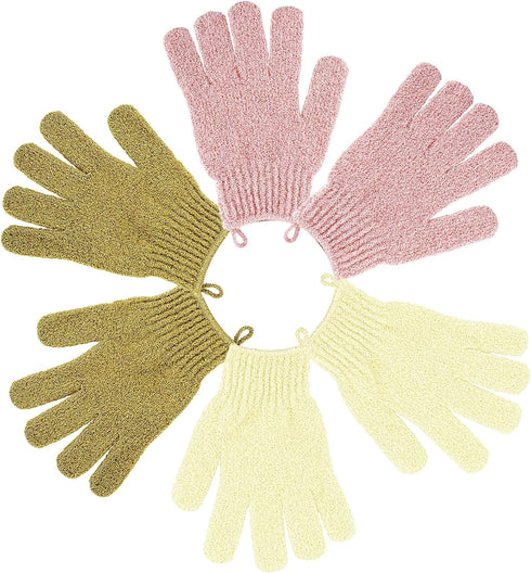 3 Pair Shower Gloves Exfoliating for Women, Double Sided Shower Gloves Mitt Body Scrubber Glovenylon Deep Exfoliating Glove with Hanging Loop, Bat...