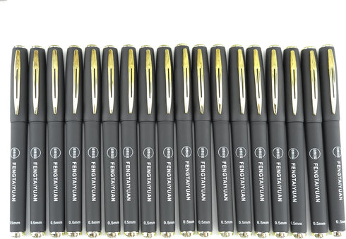 Fengtaiyuan P18, Black Gel Ink Rollerball Pens - Comfortable Non-Slip Grip, Black Ink, Extra Fine, 0.5mm, Quick-Drying Ink, 18-Piece Box (P18)...