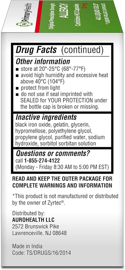Cetirizine Hcl, 10mg Softgel, 40 Count, 40 Count...