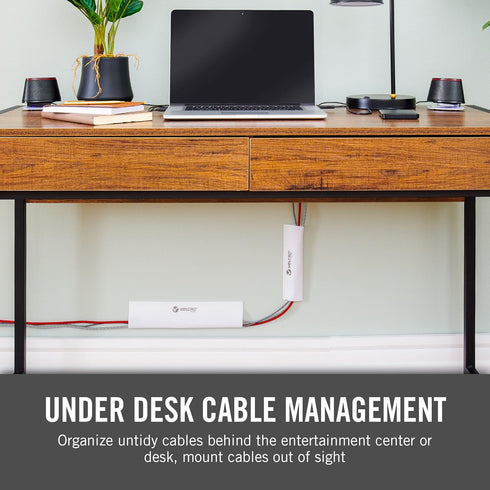 VELCRO Brand Cable Sleeves. Organize Messy Wires on Desk, Behind TV or Game Console. 16-Inch (2x8in) White. Removable Adhesive Mounts to Smooth Su...