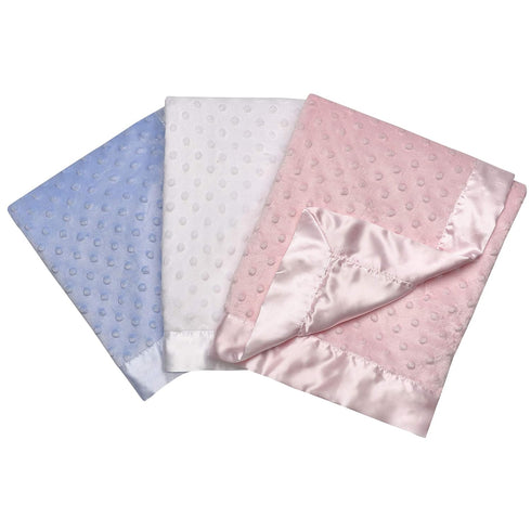 Baby Starters Textured Dot Blanket with Satin Trim, Pink 30" x 40"...