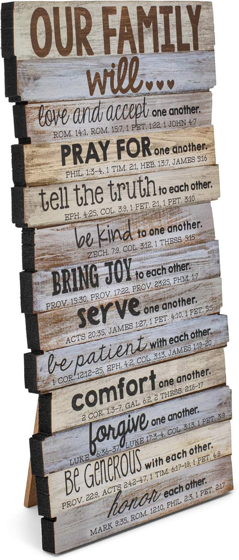Lighthouse Christian Products Our Family Will Love One Another Rustic Stacked Pallet 5 x 10 Wood Plaque...
