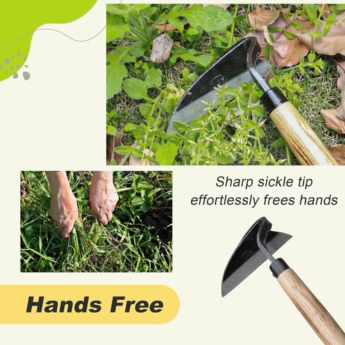 Japanese Weeding Sickle Hand Sickle?Hoe Gardening Tools for Weeding and Cultivating Weed Remover Tool High-Carbon Steel with Hard Solid Wood Handl...