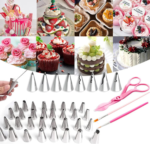 83 Pieces Stainless Steel Icing Piping Nozzle Tip Set with 44 Numbered Icing Tipsand Frosting Tools for Cake DIY, Cake Decorating Kits in a Box fo...