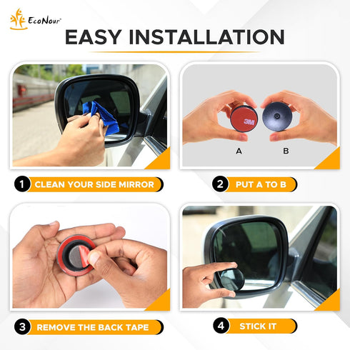 EcoNour Car Blind Spot Mirror for Car Side Mirror (2 Pack) - Convex Rear View Blind Spot Mirrors, 2" Round HD Car Side Mirror Blindspot, Wide Angl...