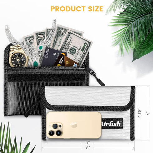 Fireproof Money Bag, 5 x 8 inches Fireproof Wallet, Waterproof Cash Bag with Zipper, Small Fireproof Cash Bag for Valuables...