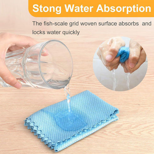 24 Pieces Fish Scale Microfiber Polishing Cleaning Cloth Reusable Microfiber Lint Free Scrubbing Cloth Multi-Purpose Towels for Glass No Watermark...