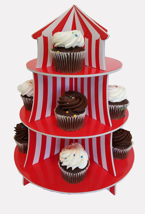 Cupcake Stands, 3 Tier Themed Cupcake Stands, Cupcake Serving Holders (Carnival)...