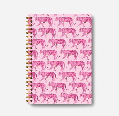 Hot Pink Journal Notebook - Pink Spiral Notebook Journal 5.5×8.3, Preppy Tiger Notebook with 164 Pages...