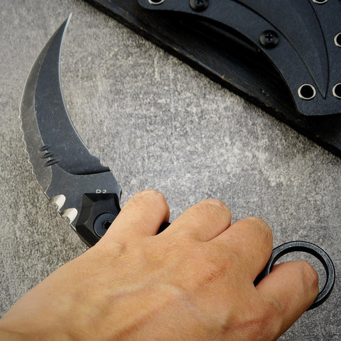 GTK691 Fixed Blade Knife D2 Steel Blade Nylon Fiberglass Handle with Kydex Sheath for Outdoor Camping Hunting Hiking Survival EDC Tool(Black)...