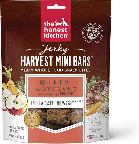 The Honest Kitchen Jerky Harvest Mini Bars: Beef Recipe With Carrots & Apples, 4 oz Bag...