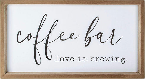 VILIGHT Farmhouse Coffee Bar Sign - Love Is Brewing - 16" x 9" MDF Wood - Wall Mount or Freestanding...