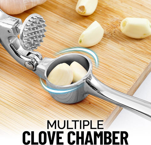 Zulay Kitchen Premium Garlic Press Set - Rust Proof & Dishwasher Safe Professional Garlic Mincer Tool - Easy-Squeeze, Easy-Clean with Soft, Ergono...