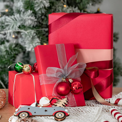 RUSPEPA Red Matte Wrapping Paper - Solid Color Pearly - lustre Paper Perfect for Wedding, Birthday, Christmas, Baby Shower -17 Inches X 32.8 Feet...