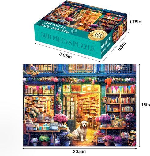 500 Piece Puzzles for Adults, Jigsaw Puzzles 500 Pieces, Puzzles 500 Pieces for Adults, Bookstore Dogs Jigsaw Puzzles, Funny Puzzles, Great Gift f...
