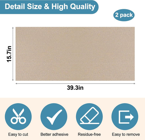 Palksky DIY Climbing Cat Scratcher Mat, 2Pack 39.4"X15.8" Trimmable Cat Scratching Post, Cat Scratching Mat Self-Adhesive Replacement, Cat Scratch...