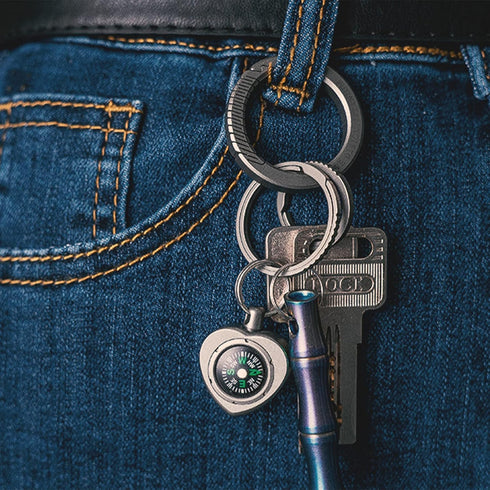 FEGVE Key Ring, Titanium Side Pushing Key Rings Keychain Rings Small Split Keyrings for Men (Grey-8pcs)...