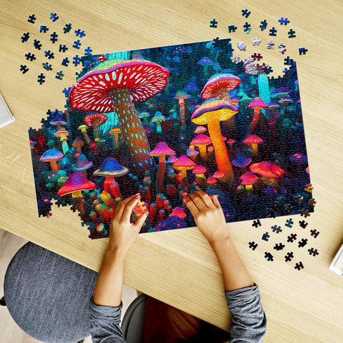 1000 Pieces Puzzle for Adults-Mushrooms Puzzle-Wooden Puzzle Highlights The Wonder and Fascination of The Mushrooms World-Thick, Sturdy Pieces Cha...