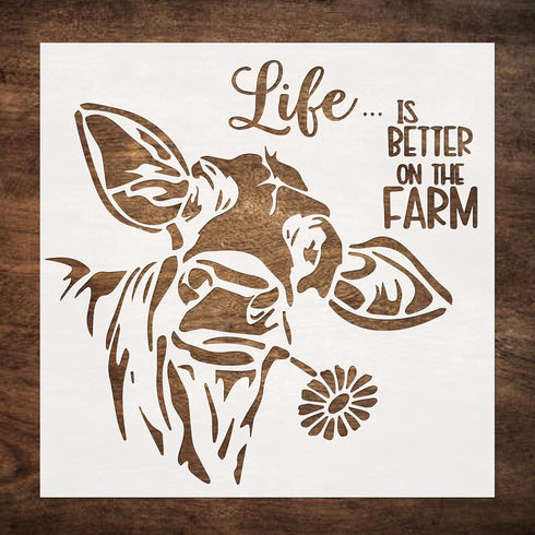 DLY LIFESTYLE Large Cow Stencil (12x12) - Reusable Country Cow Stencil for Painting on Wood, Canvas, Walls - Farmhouse Stencils for Crafts & Templ...