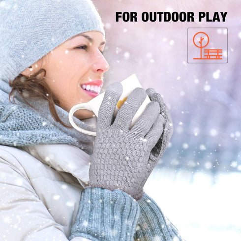 2 Pairs Women's Winter Touchscreen Gloves Warm Fleece Lined Knit Gloves Elastic Cuff Winter Texting Gloves...