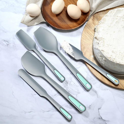 To encounter Silicone Spatula Set, 5 Pieces Seamless Spatula, Heat-Resistant Turner Spatulas, Nonstick for Baking, Cooking & Mixing, Dishwasher Sa...