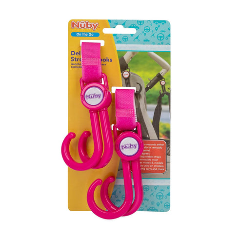 Nuby Double Stroller Hook, Adjustable Hook, Pink...