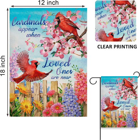 Home Decorative Cardinal Appear When Loved Ones are Near Spring Garden Flag, Summer Bird Porch Yard Flower Outside Decoration Inspirational Memori...