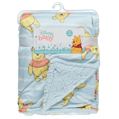 Disney Character Fuzzy Double Sided Mink and Sherpa Baby Blanket, Ultra-Soft and Plush Mink Sherpa Newborn Throw for Infants, Measures 30x40...