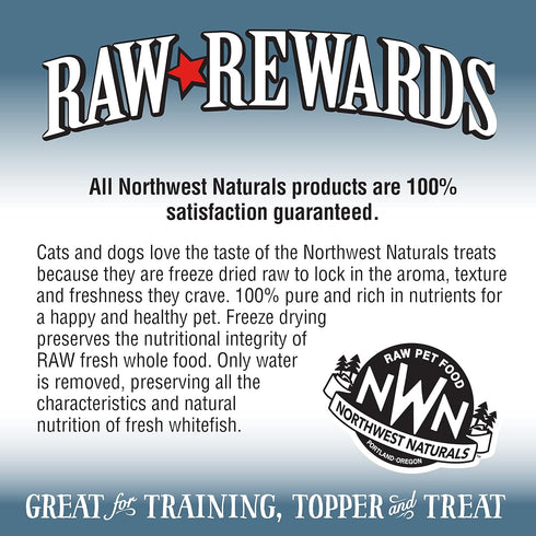 Northwest Naturals Raw Rewards Freeze-Dried Whitefish Treats for Dogs and Cats - Bite-Sized Pieces - Healthy, 1 Ingredient, Human Grade Pet Food, ...