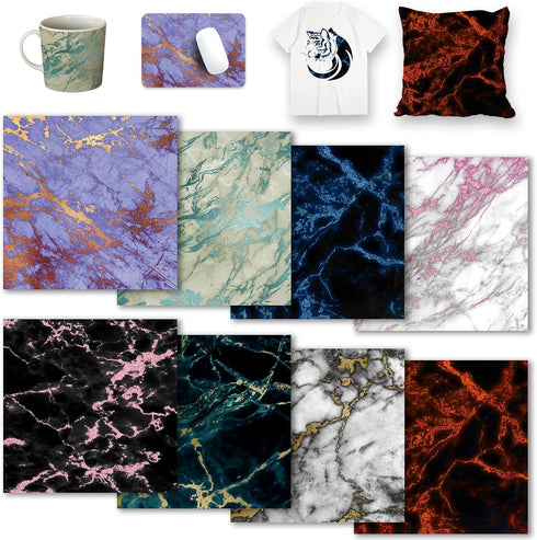 DoreenBow Heat Transfer Paper Sheets Marble Heat Transfer Paper Sublimation Sheets Printable Heat Transfer for Mug T-Shirts Bags...