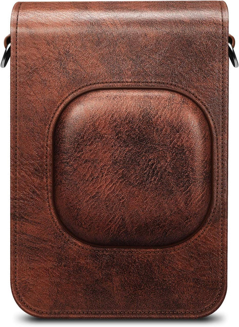 Fintie Carrying Case for Fujifilm Instax Mini LiPlay Hybrid Instant Camera - Premium Vegan Leather Portable Bag Cover with Removable Strap, Brown...