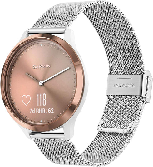 TRUMiRR Band for Garmin Vivomove HR/Vivoactive 6 5 3 Women Men, Mesh Stainless Steel Watch Strap for Venu 2 Plus 43mm / Venu Sq 2 / Forerunner 570...