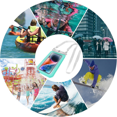 Double Space Waterproof Phone Pouch Case Compatible for Samsung Galaxy S23 S22 S21 S20 S10 Note 20/10/9 up to 7", Cellphone Case Dry Bag Vacation ...