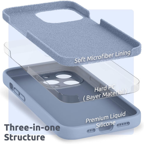 SURPHY Compatible with iPhone 13 Pro Case with Screen Protector, (Camera Protection & Soft Microfiber Lining) Liquid Silicone Phone Case 6.1 inch ...